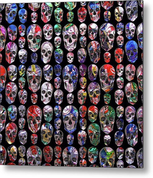 Mandala Metal Print featuring the painting Rubino Skull Trash by Tony Rubino