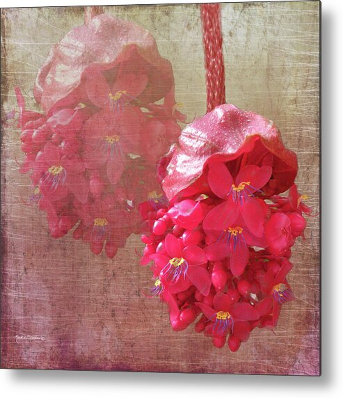 Flower Metal Print featuring the mixed media Ruby Colored Orchid by Rosalie Scanlon