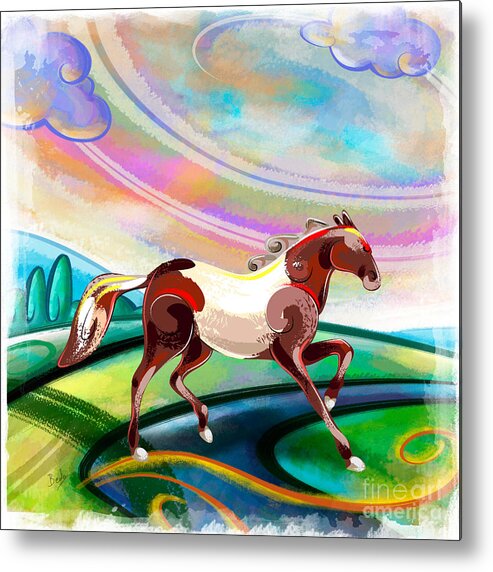 Horse Metal Print featuring the digital art Runaway Horse by Peter Awax