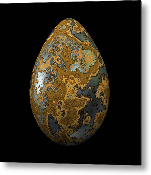 Series Metal Print featuring the digital art Rusty Blue Steel Egg by Hakon Soreide