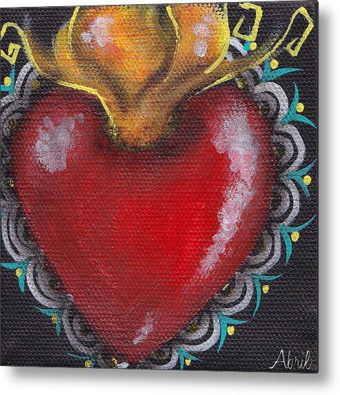 Sacred Heart Metal Print featuring the painting Sagrado Corazon 1 by Abril Andrade