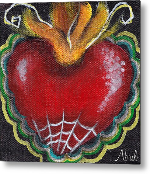 Sacred Heart Metal Print featuring the painting Sagrado Corazon 2 by Abril Andrade