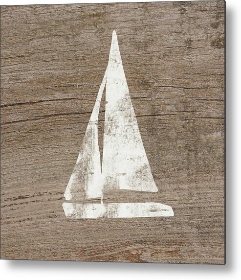 Boat Metal Print featuring the painting Sailboat on Wood- Art by Linda Woods by Linda Woods