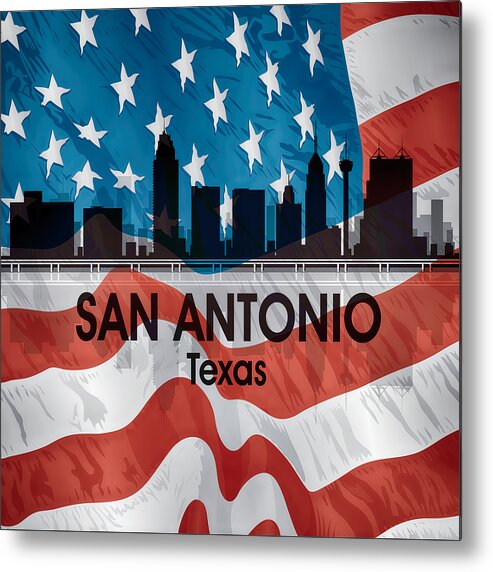 San Antonio Metal Print featuring the digital art San Antonio TX American Flag Squared by Angelina Tamez