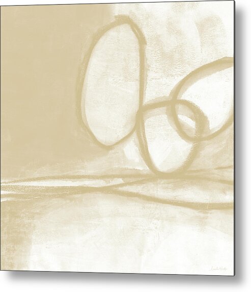 Abstract Metal Print featuring the painting Sand and Stone 6- Contemporary Abstract Art by Linda Woods by Linda Woods