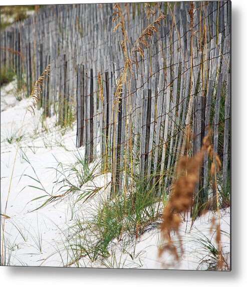 Beach Metal Print featuring the photograph Sand Fencing Preventing Beach Erosion Destin Florida Square Format by Shawn O'Brien