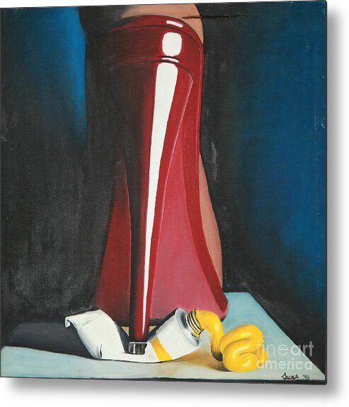 Sassy Shoe Metal Print featuring the painting Sassy Shoe by Jacqueline Athmann