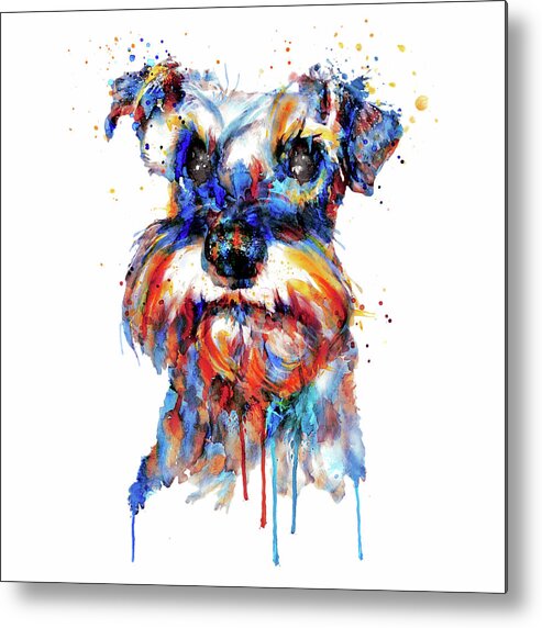 Schnauzer Metal Print featuring the painting Schnauzer Head by Marian Voicu