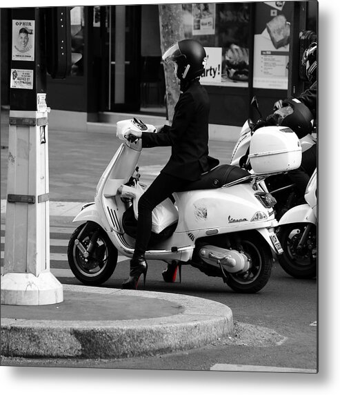 Paris Metal Print featuring the photograph Scooter Girl 1b by Andrew Fare