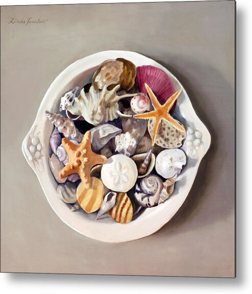 Seashell Metal Print featuring the painting Seashells by Linda Tenukas