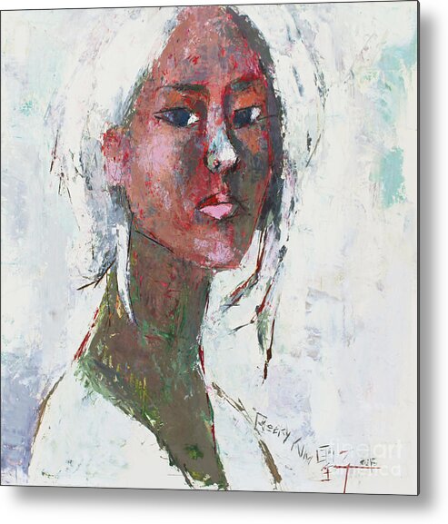 Oil Metal Print featuring the painting Self Portrait 1503 by Becky Kim