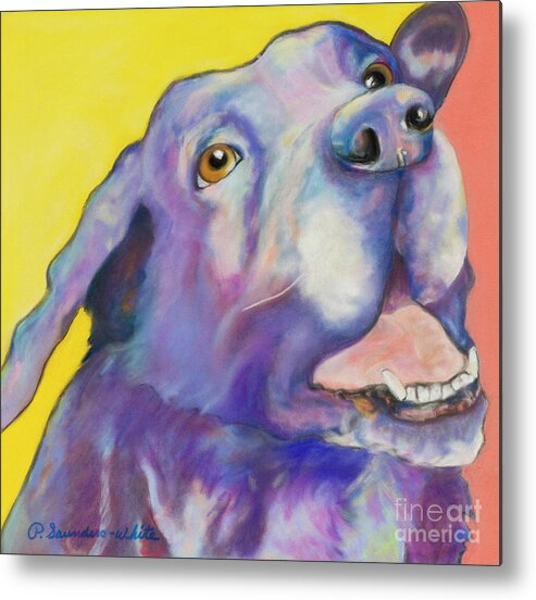 Labrador Retriever Metal Print featuring the pastel Shadow by Pat Saunders-White