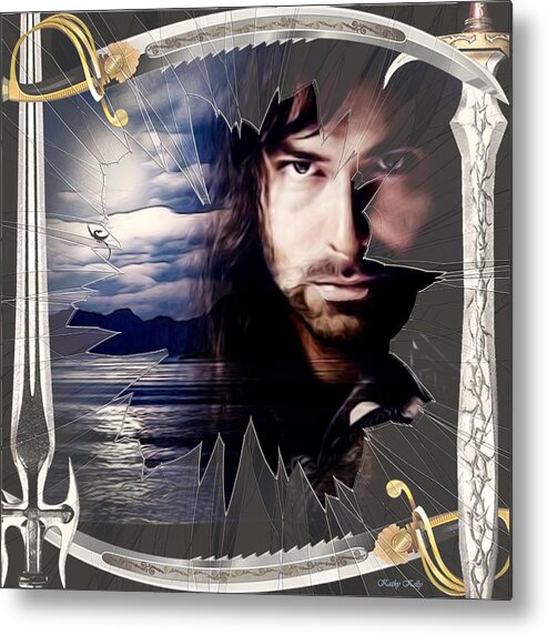 Kili Metal Print featuring the digital art Shattered Kili with Swords by Kathy Kelly