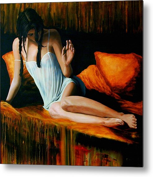 Woman Metal Print featuring the painting Sheer by Ryan Swallow