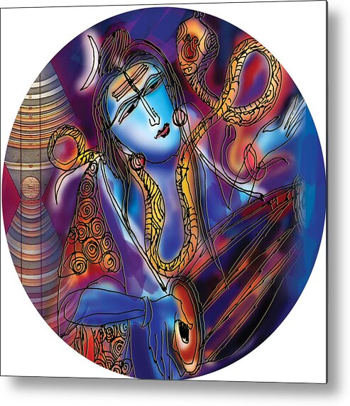 Yoga Metal Print featuring the painting Shiva playing the drums by Guruji Aruneshvar Paris Art Curator Katrin Suter