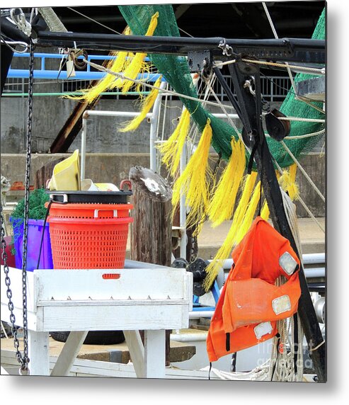 Shrimp Boats Metal Print featuring the photograph Shrimp Boats Colorful Paraphernalia by Bill Holkham