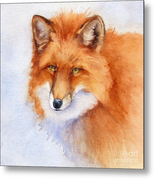 Fox Metal Print featuring the painting Shy Fox by Bonnie Rinier