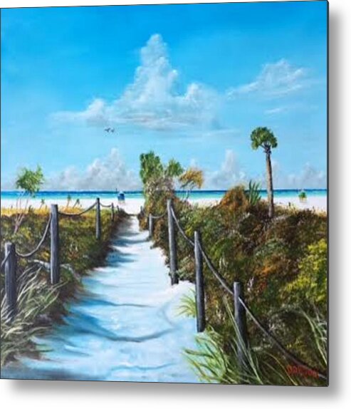 A Beach Access To Siesta Key Metal Print featuring the painting Siesta Beach Access by Lloyd Dobson