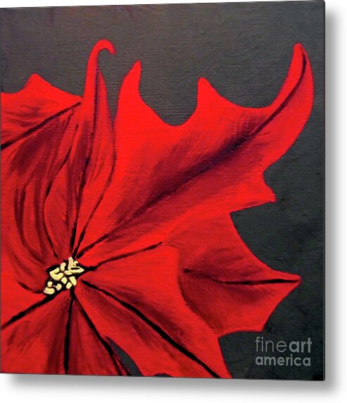 Poinsettia Metal Print featuring the painting Sign of the Season by Jilian Cramb - AMothersFineArt