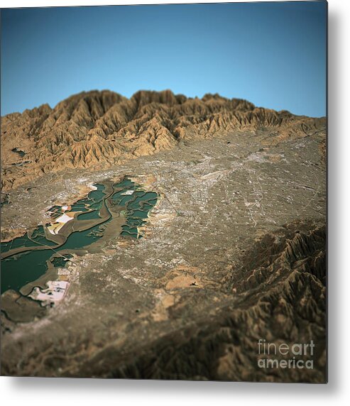 Silicon Valley Metal Print featuring the digital art Silicon Valley 3D View West To East Natural Color by Frank Ramspott