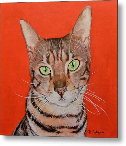 Cats Metal Print featuring the painting Simon by Daniel Carvalho