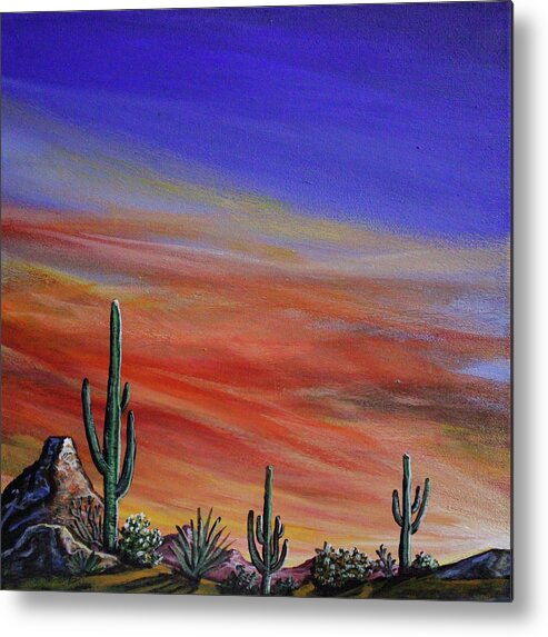 Desert Metal Print featuring the painting Simple Desert Sunset One by Lance Headlee
