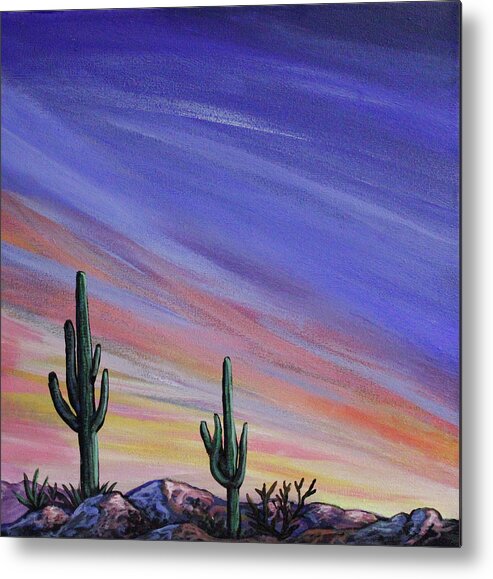 Desert Metal Print featuring the painting Simple Desert Sunset Three by Lance Headlee