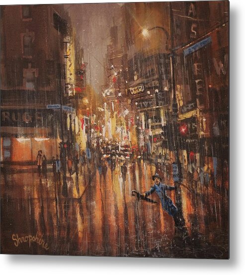 Singing In The Rain Metal Print featuring the painting Singing In The Rain by Tom Shropshire