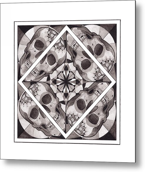 Mandala Metal Print featuring the mixed media Skull Mandala series number two by Deadcharming Art