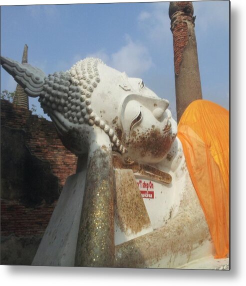 Sleeping Buddha Metal Print featuring the photograph Sleeping Buddha Thailand by Ulrike Eggenberger