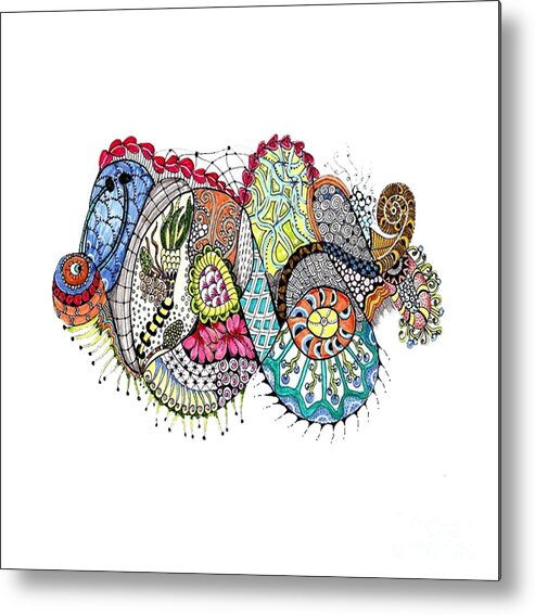 Zentangles Metal Print featuring the mixed media Snails Pace by Ruth Dailey