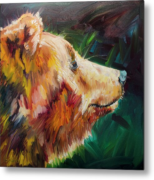 Bear Art Metal Print featuring the painting Sniff Bear by Diane Whitehead