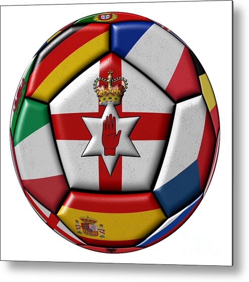 Europe Metal Print featuring the digital art Soccer ball with flag of Northern Ireland in the center by Michal Boubin