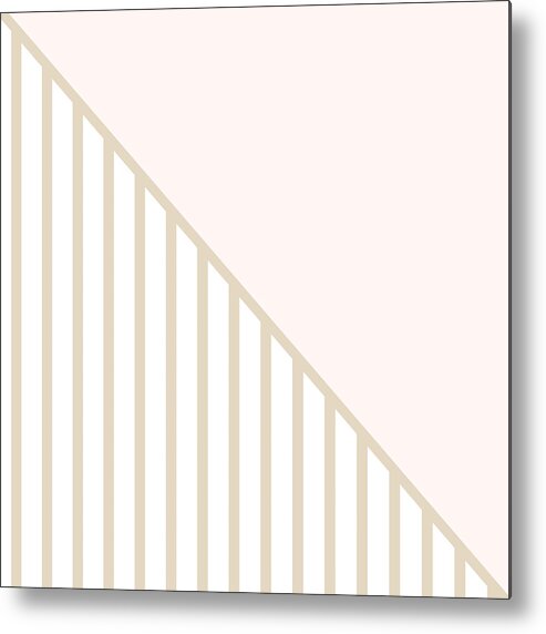 Blush Metal Print featuring the digital art Soft Blush and Champagne Stripe Triangles by Linda Woods