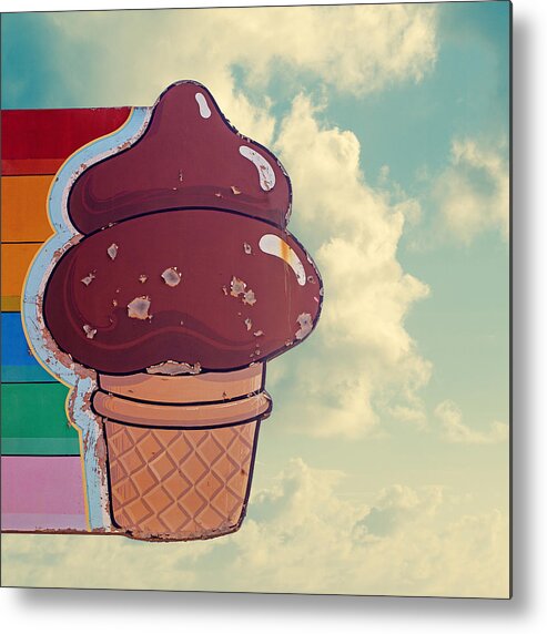 Color Photography Metal Print featuring the photograph Soft Serve - Ice Cream Cone Art by Melanie Alexandra Price