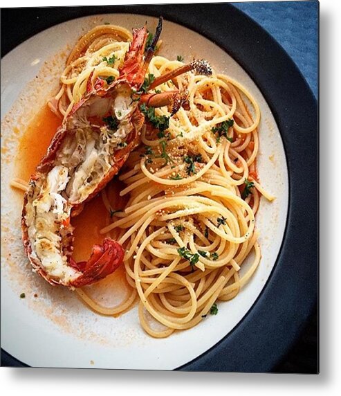 Sharefood Metal Print featuring the photograph Spaghetti Lobster White Wine by Arya Swadharma