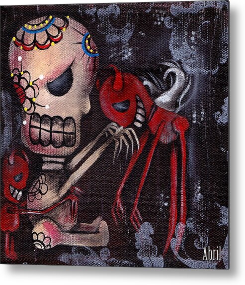 Day Of The Dead Metal Print featuring the painting Special Friends by Abril Andrade