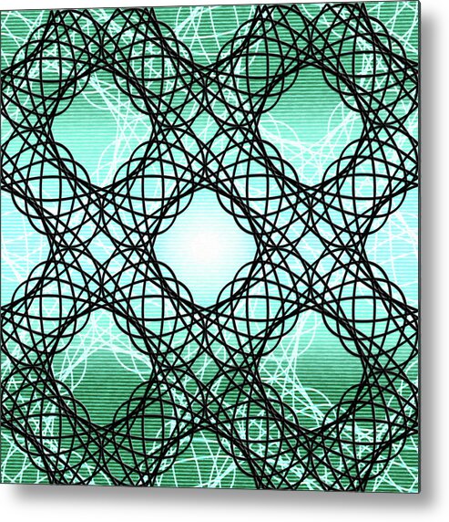 Green Metal Print featuring the digital art Spiro Gyra 001 Green Lined by DiDesigns Graphics