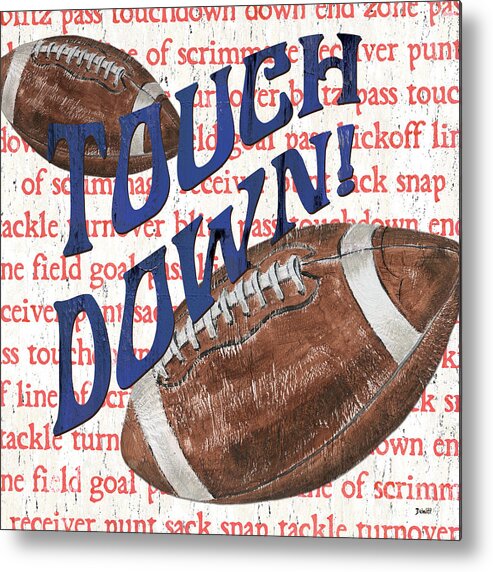 Football Metal Print featuring the painting Sports Fan Football by Debbie DeWitt