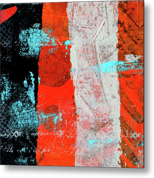 Abstract Mixed Media Collage Metal Print featuring the mixed media Square Collage No. 9 by Nancy Merkle