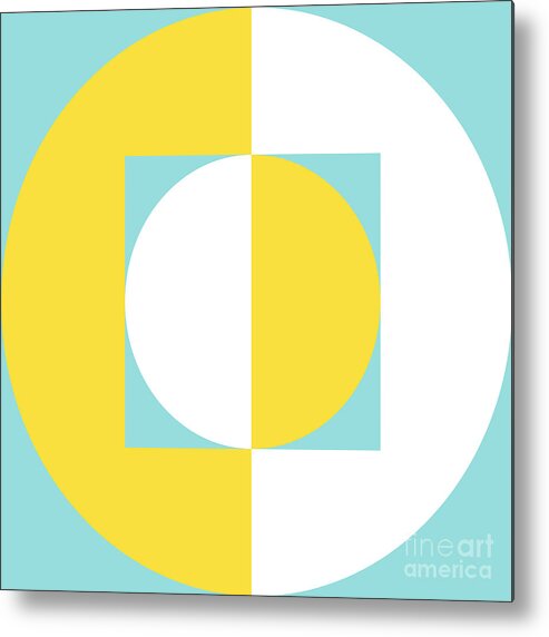 Minimalist Metal Print featuring the digital art Squared Circle Nest - Buttercup - Limpet Shell - White by Jason Freedman