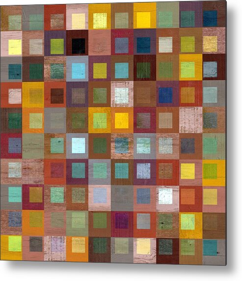 Abstract Metal Print featuring the digital art Squares in Squares Four by Michelle Calkins