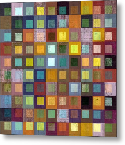 Abstract Metal Print featuring the digital art Squares in Squares One by Michelle Calkins