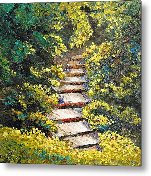 Landscape Metal Print featuring the painting Stairway to Heaven by Cathy Fuchs-Holman