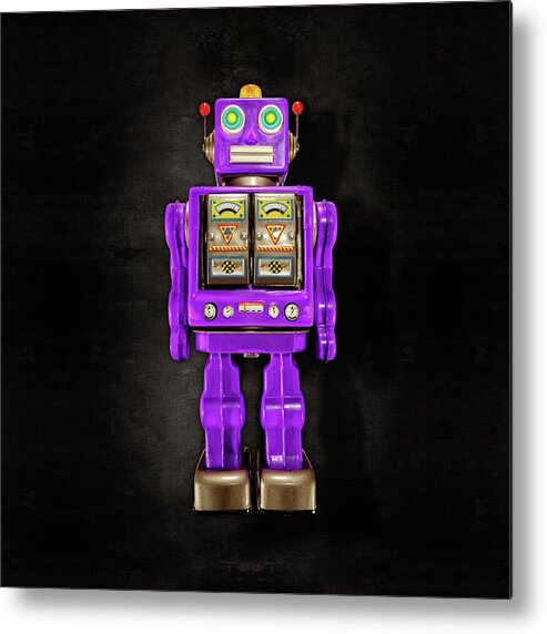 Art Metal Print featuring the photograph Star Strider Robot Purple on Black by YoPedro