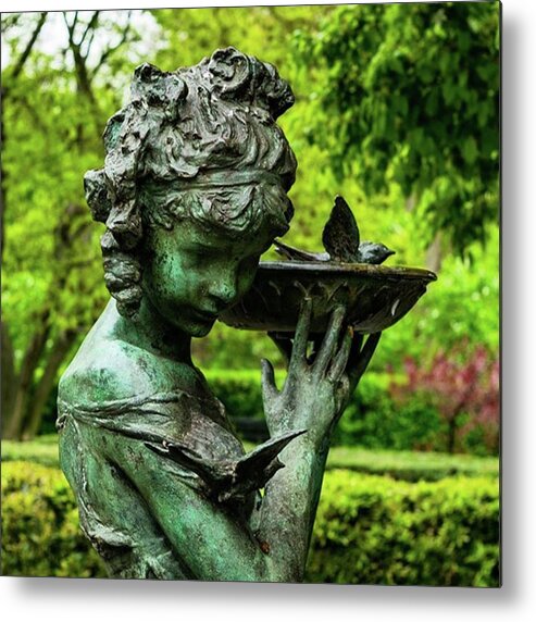 Nycprimeshot Metal Print featuring the photograph Statue In The Garden #nyc #nikon by AJS Photography