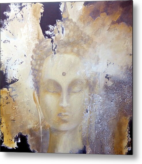 Buddha Metal Print featuring the painting Stone Buddha by Dina Dargo