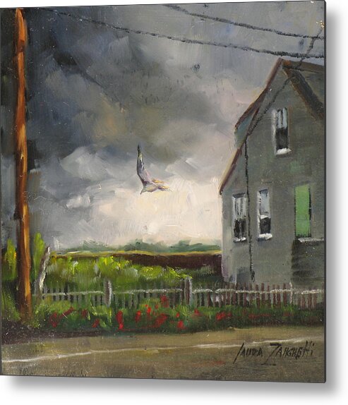 Painting Metal Print featuring the painting Storm Over Hull Jr by Laura Lee Zanghetti