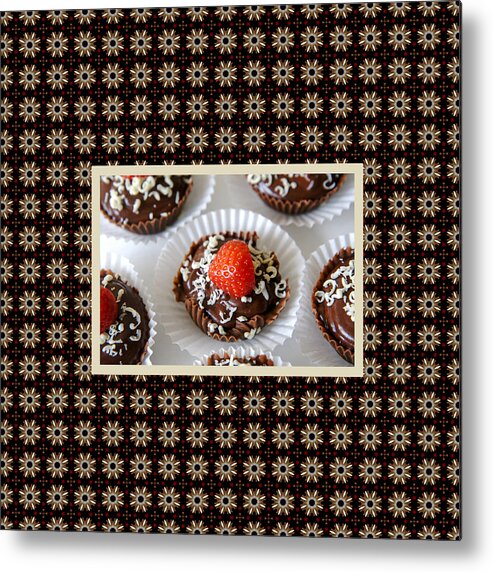 Food Metal Print featuring the photograph Strawberry and Dark Chocolate Mousse Dessert by Shelley Neff