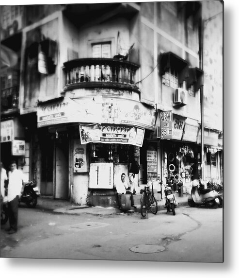 #street Photograohy #crossroads #street Corners #street Shops Metal Print featuring the photograph StreetShots_Surat by Priyanka Dave